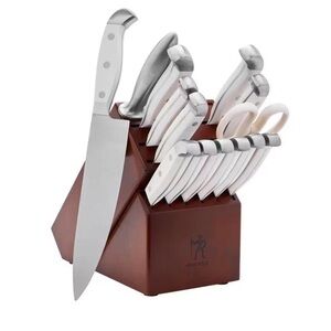 HENCKELS Statement Razor-Sharp 15-Piece White Handle Knife Set with Block